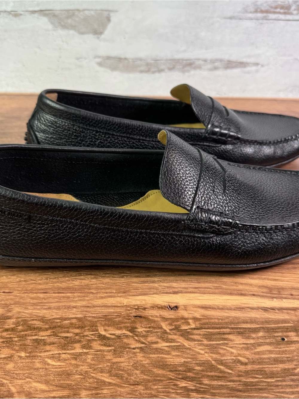 New In Box, Cole Haan Grant Canoe Penny Loafers Black Pebbled Leather 12 W. - Picture 3 of 9